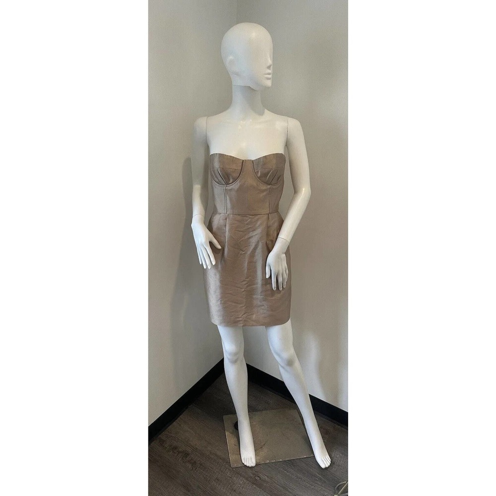 Jill Stuart Collection Dress Women's Beige Silk Bustier Cocktail Dress Size 6